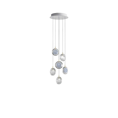 Calalen Round LED Chandelier Pressed Glass & Metal 12.8"D