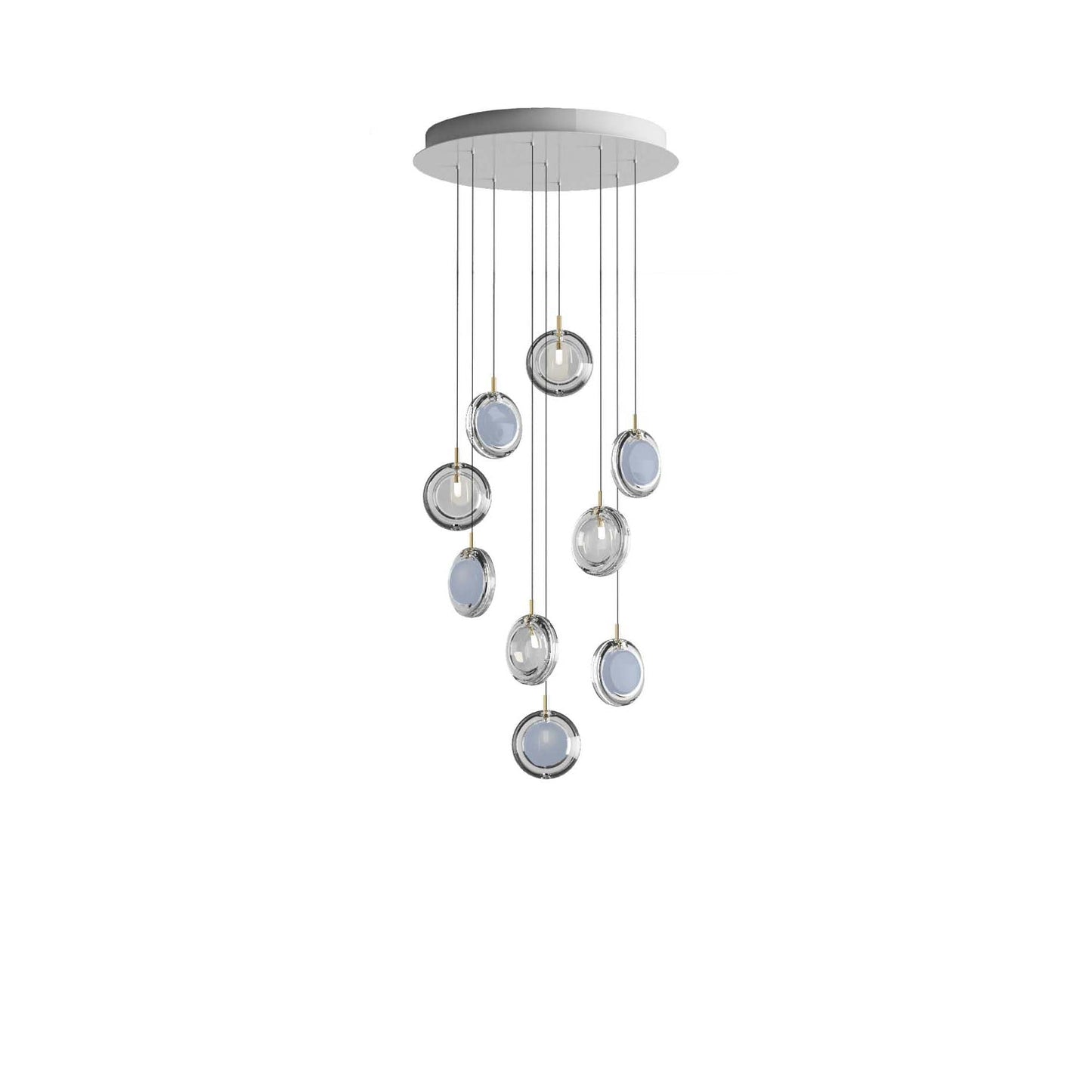 Calalen Round LED Chandelier Pressed Glass & Metal 12.8"D