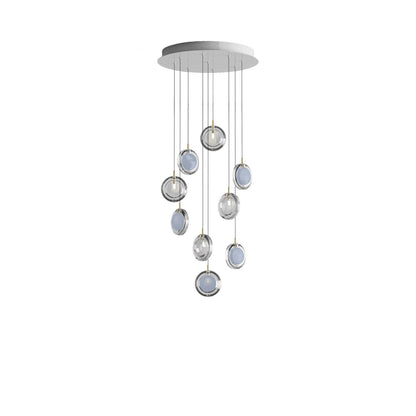 Calalen Round LED Chandelier Pressed Glass & Metal 12.8"D
