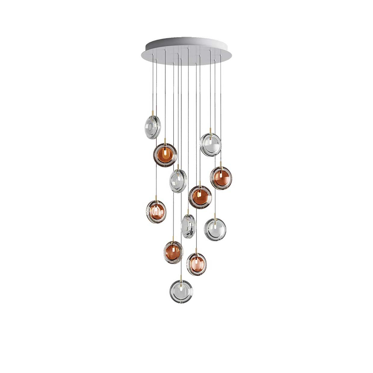 Calalen Round LED Chandelier Pressed Glass & Metal 12.8"D