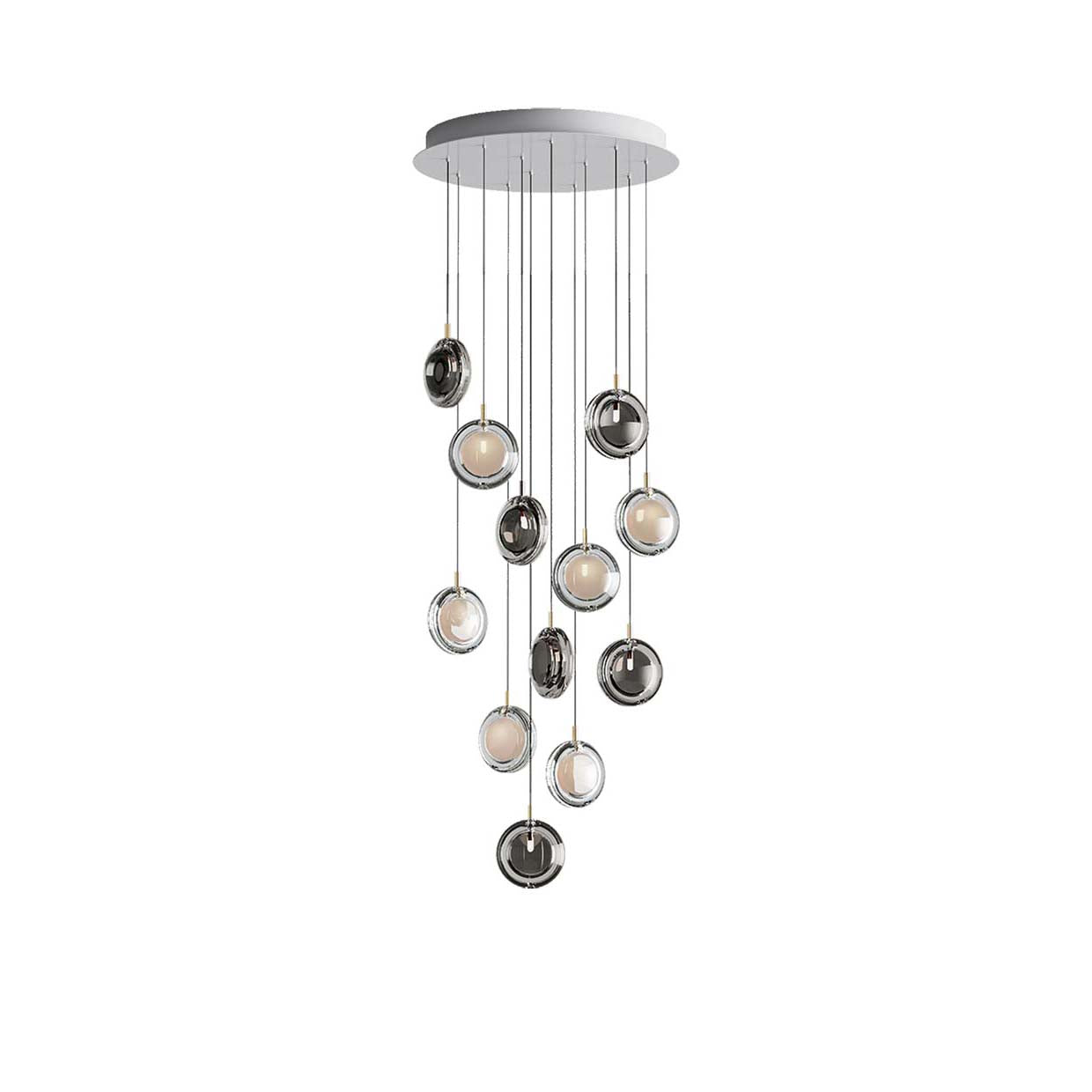 Calalen Round LED Chandelier Pressed Glass & Metal 12.8"D