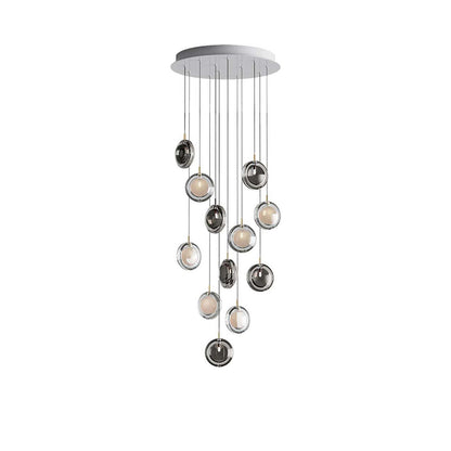 Calalen Round LED Chandelier Pressed Glass & Metal 12.8"D