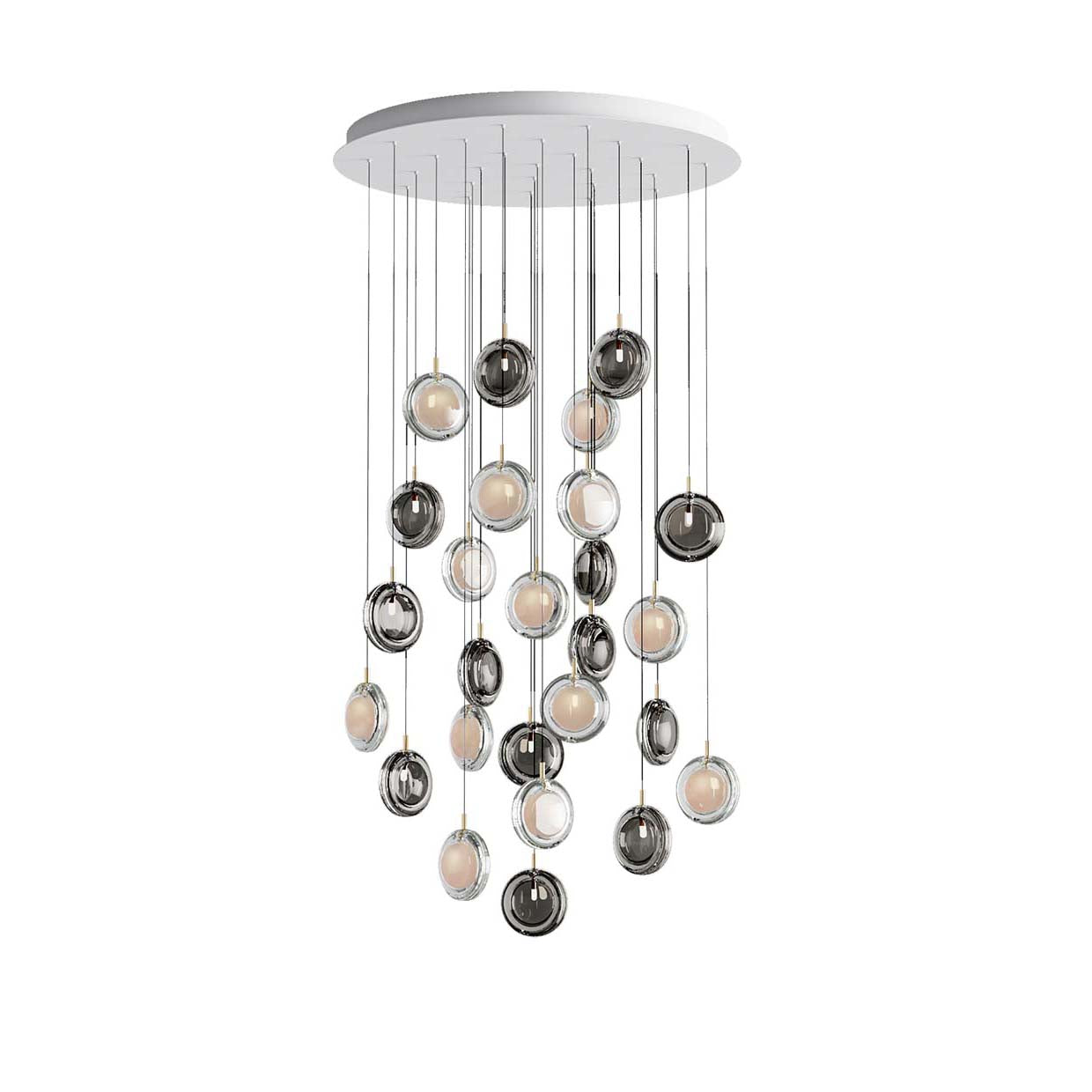 Calalen Round LED Chandelier Pressed Glass & Metal 12.8"D