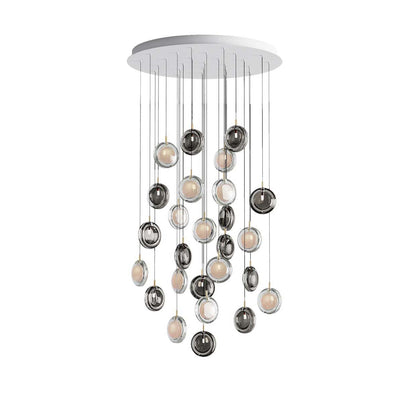 Calalen Round LED Chandelier Pressed Glass & Metal 12.8"D