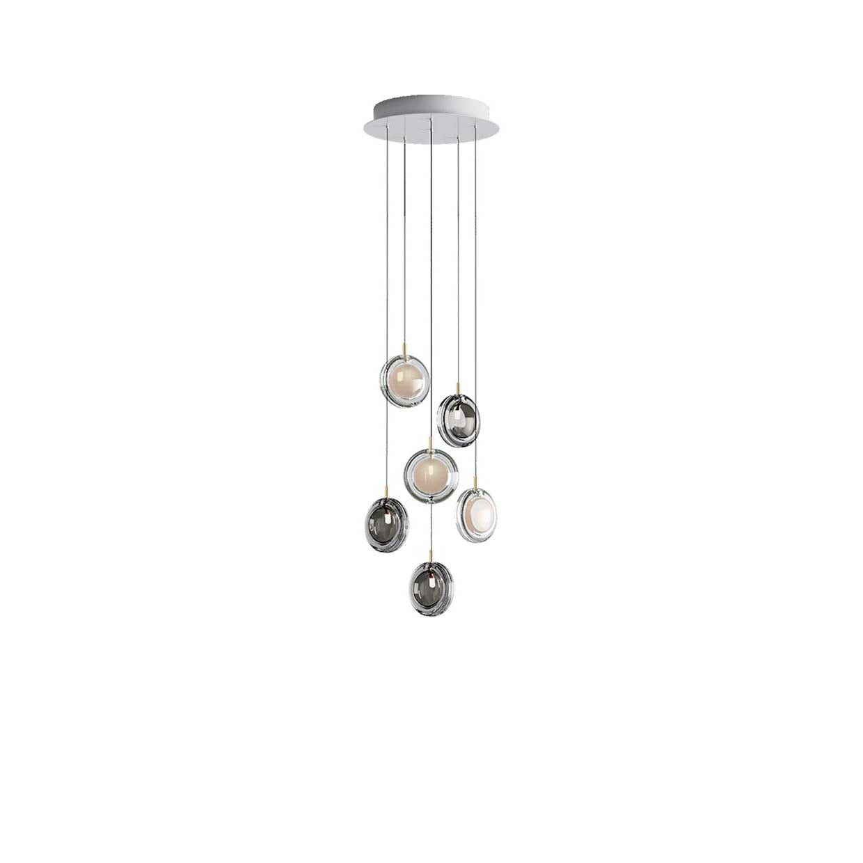 Calalen Round LED Chandelier Pressed Glass & Metal 12.8"D