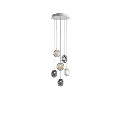 Calalen Round LED Chandelier Pressed Glass & Metal 12.8"D