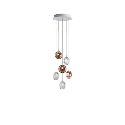 Calalen Round LED Chandelier Pressed Glass & Metal 12.8"D