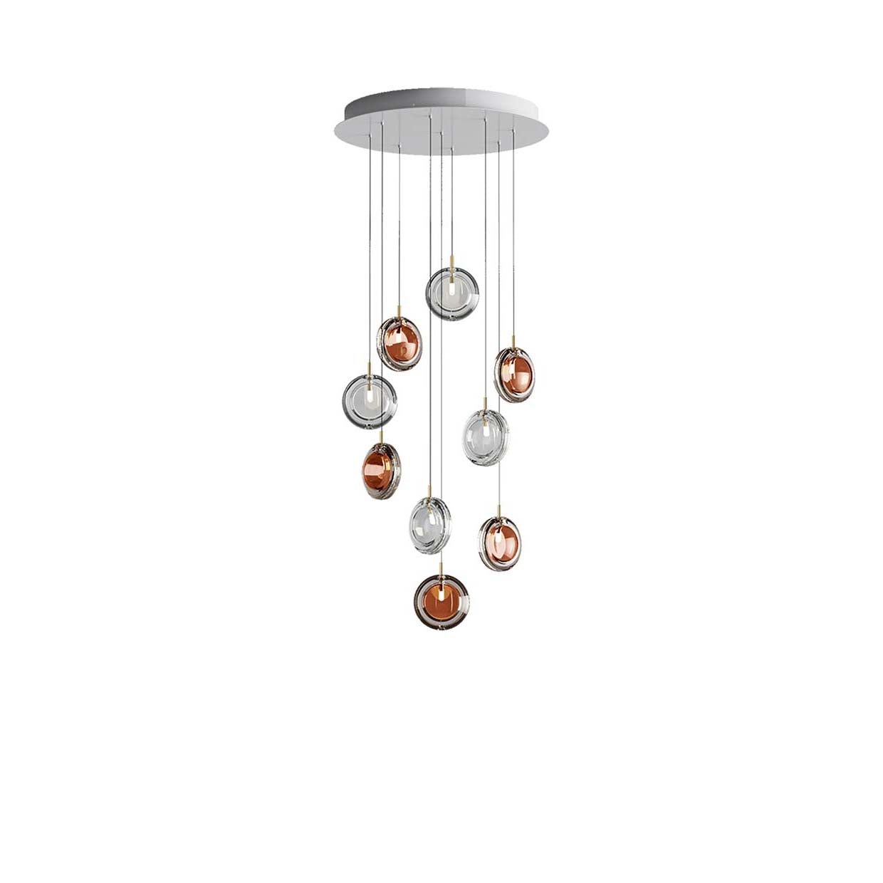 Calalen Round LED Chandelier Pressed Glass & Metal 12.8"D