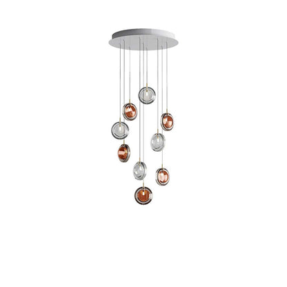 Calalen Round LED Chandelier Pressed Glass & Metal 12.8"D