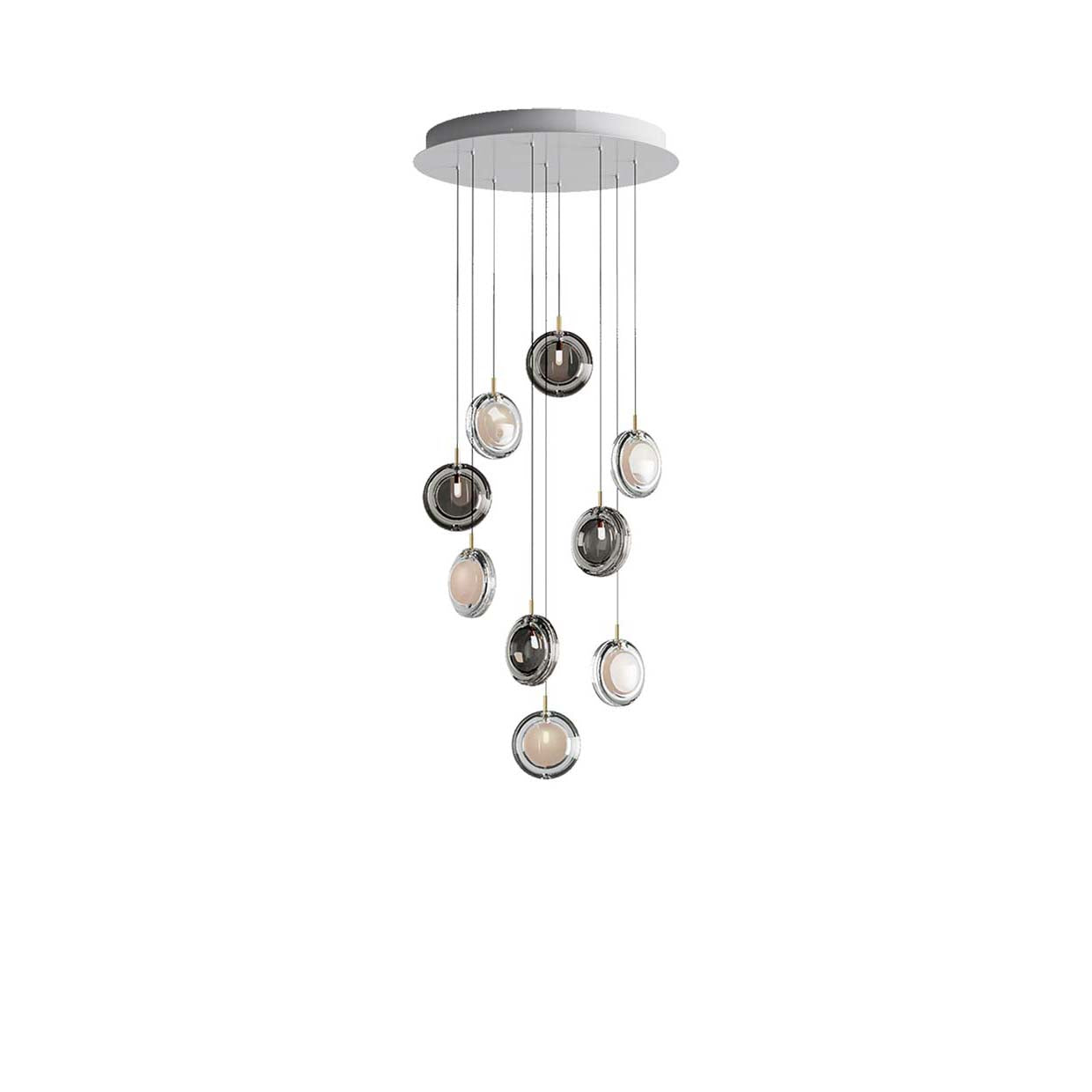 Calalen Round LED Chandelier Pressed Glass & Metal 12.8"D