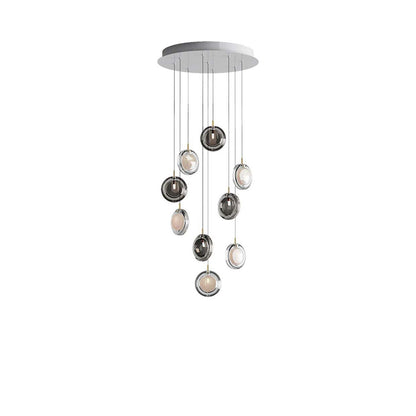 Calalen Round LED Chandelier Pressed Glass & Metal 12.8"D