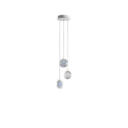 Calalen Round LED Chandelier Pressed Glass & Metal 12.8"D