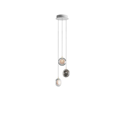 Calalen Round LED Chandelier Pressed Glass & Metal 12.8"D