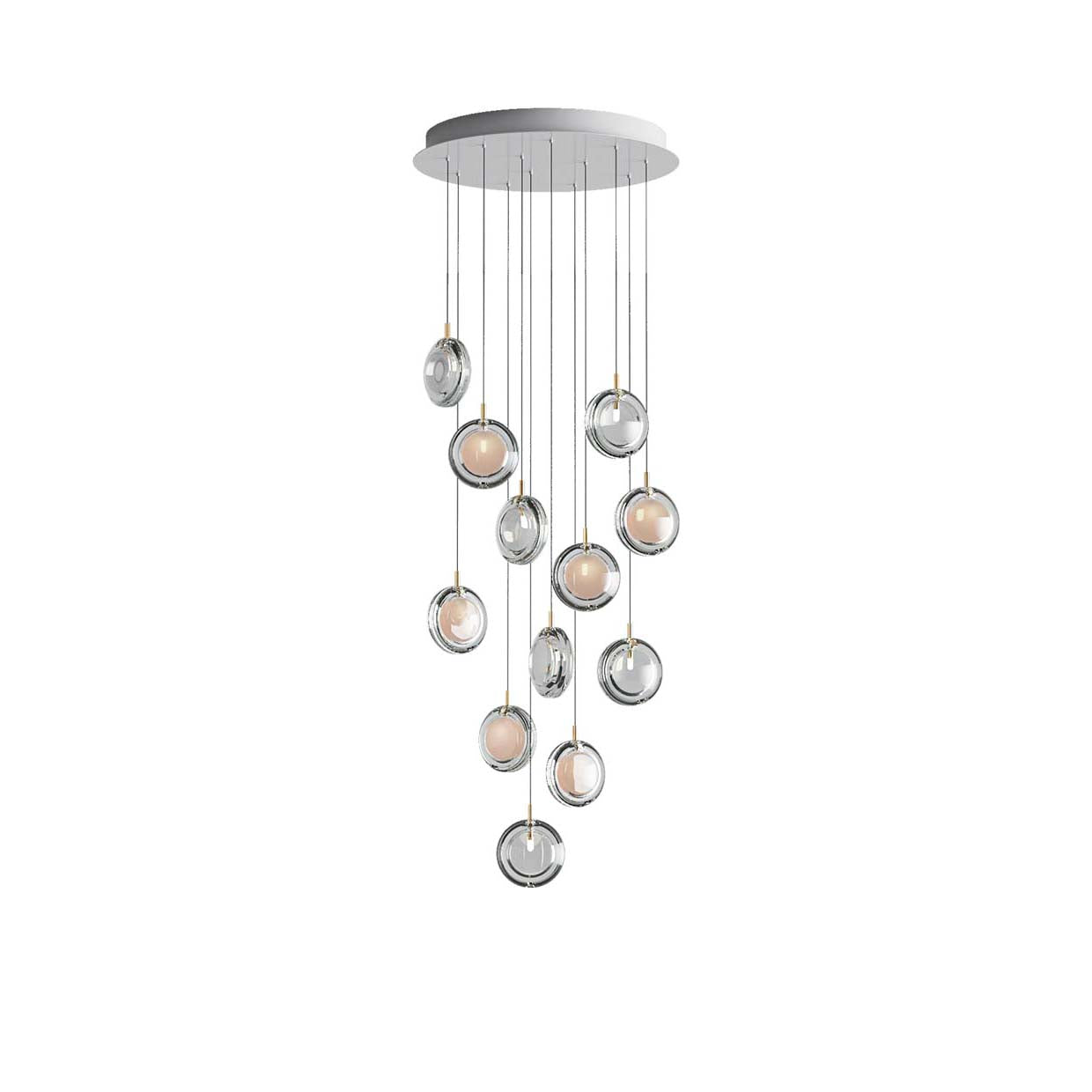 Calalen Round LED Chandelier Pressed Glass & Metal 12.8"D