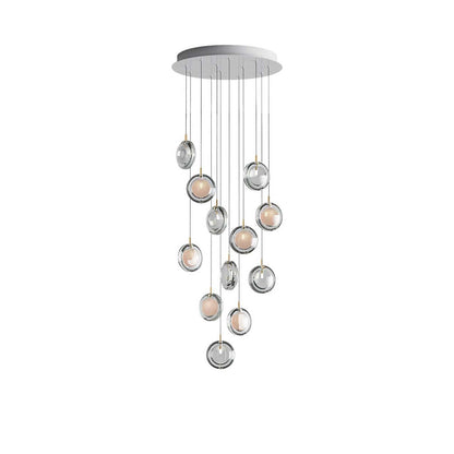 Calalen Round LED Chandelier Pressed Glass & Metal 12.8"D