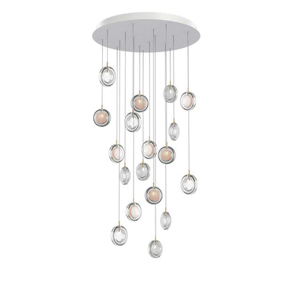 Calalen Round LED Chandelier Pressed Glass & Metal 12.8"D