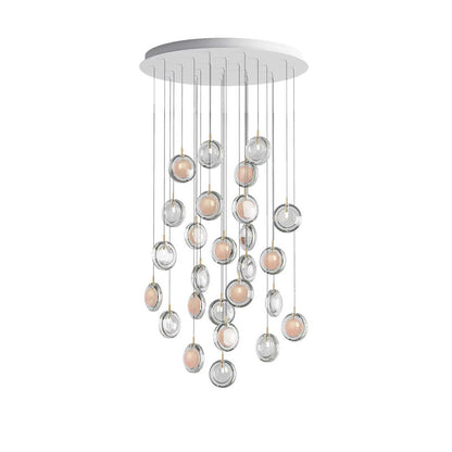 Calalen Round LED Chandelier Pressed Glass & Metal 12.8"D