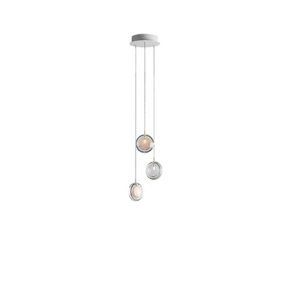 Calalen Round LED Chandelier Pressed Glass & Metal 12.8"D