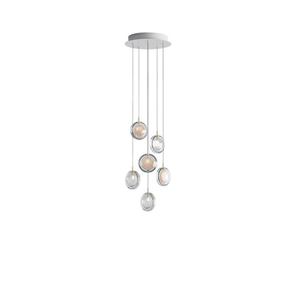 Calalen Round LED Chandelier Pressed Glass & Metal 12.8"D