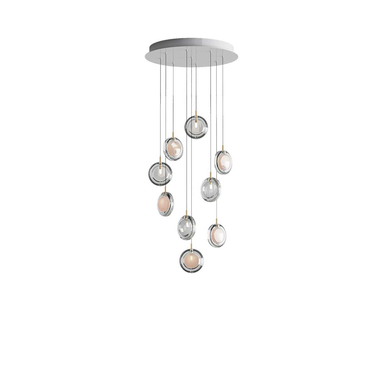 Calalen Round LED Chandelier Pressed Glass & Metal 12.8"D