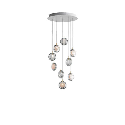 Calalen Round LED Chandelier Pressed Glass & Metal 12.8"D