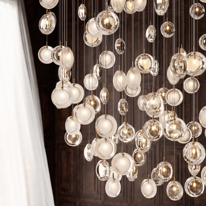Calalen Round LED Chandelier Pressed Glass & Metal 12.8"D