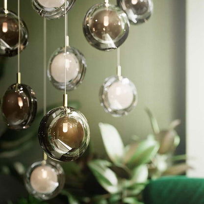 Calalen Round LED Chandelier Pressed Glass & Metal 12.8"D