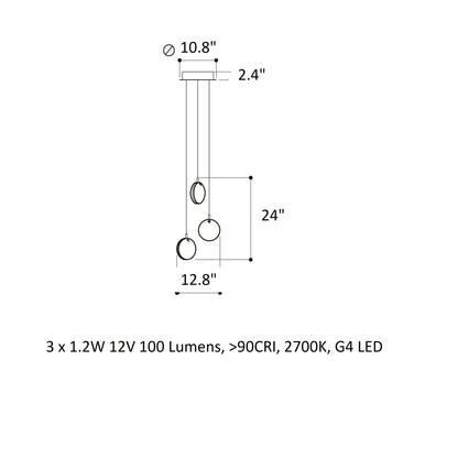 Calalen Round LED Chandelier Pressed Glass & Metal 12.8"D