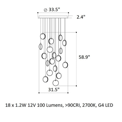 Calalen Round LED Chandelier Pressed Glass & Metal 12.8"D