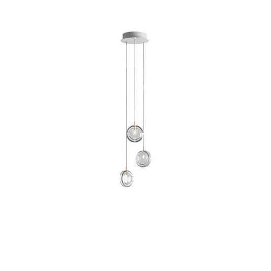 Calalen Round LED Chandelier Pressed Glass & Metal 12.8"D