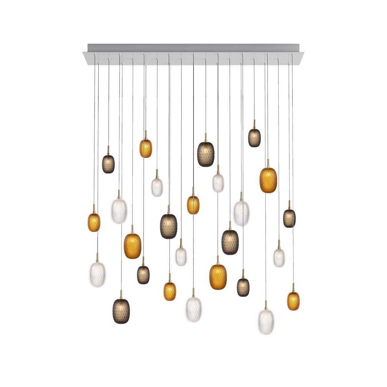 Feneiver Rectangle LED Chandelier Hand-cutted Mouth-blown Crystal & Metal 54.5"W