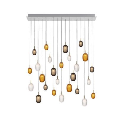 Feneiver Rectangle LED Chandelier Hand-cutted Mouth-blown Crystal & Metal 54.5"W