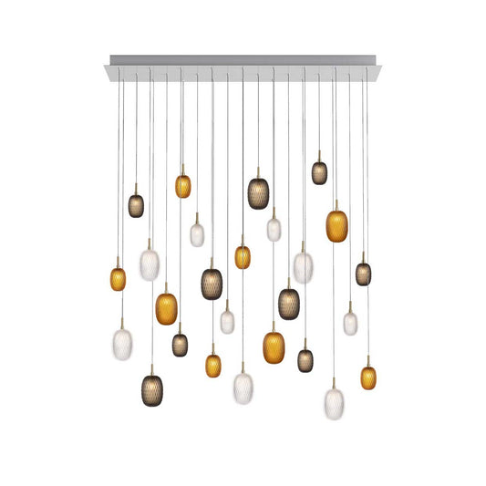 Feneiver Rectangle LED Chandelier Hand-cutted Mouth-blown Crystal & Metal 54.5"W