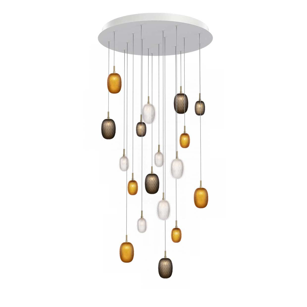 Feneiver Round LED Chandelier Hand-cutted Mouth-blown Crystal & Metal 11"D
