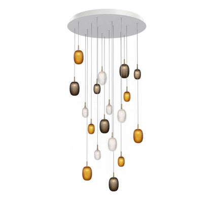 Feneiver Round LED Chandelier Hand-cutted Mouth-blown Crystal & Metal 11"D