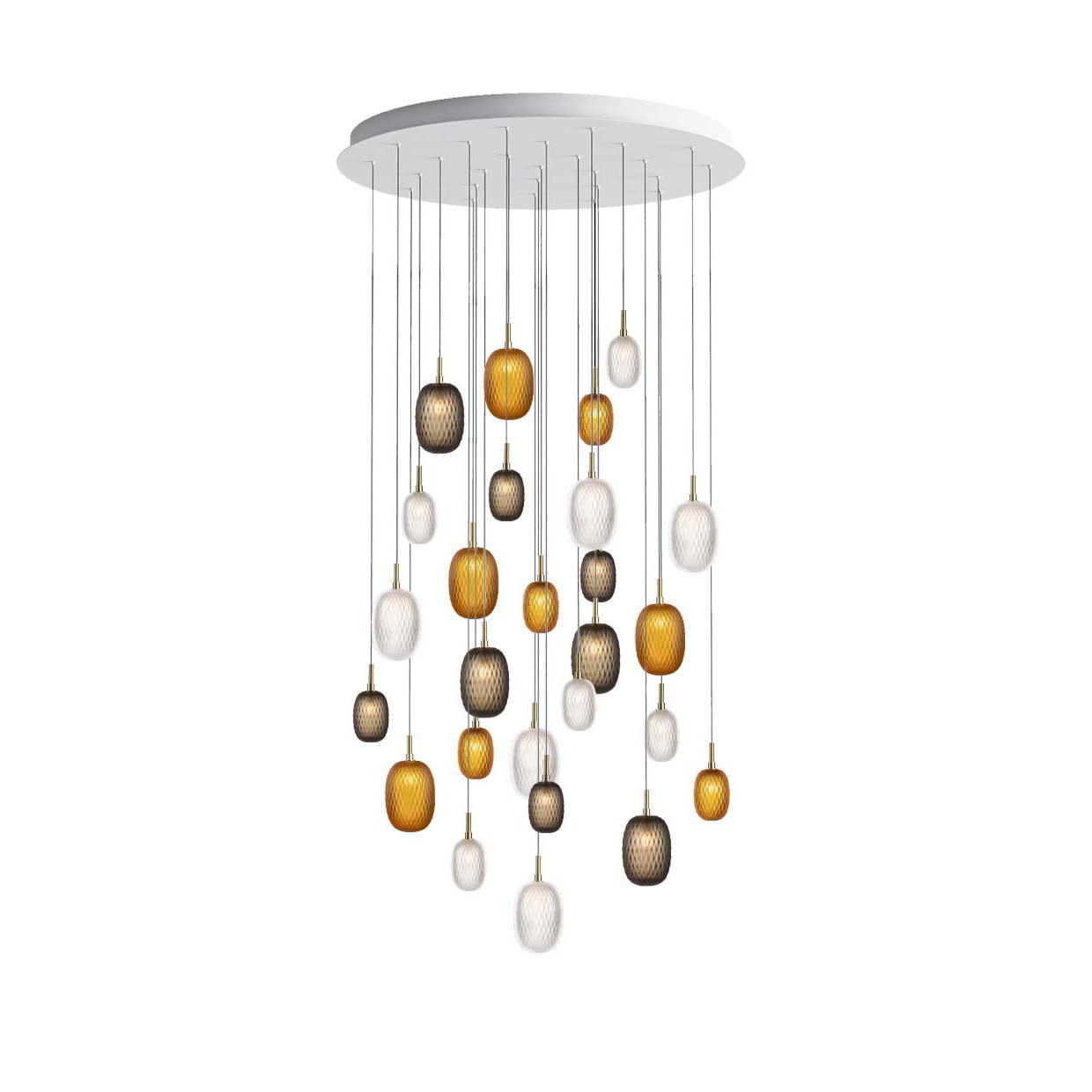 Feneiver Round LED Chandelier Hand-cutted Mouth-blown Crystal & Metal 11"D