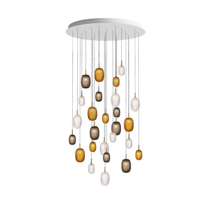 Feneiver Round LED Chandelier Hand-cutted Mouth-blown Crystal & Metal 11"D