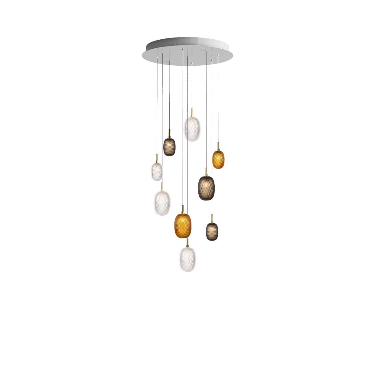 Feneiver Round LED Chandelier Hand-cutted Mouth-blown Crystal & Metal 11"D