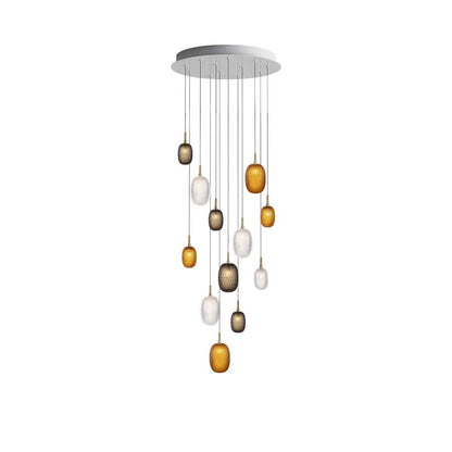 Feneiver Round LED Chandelier Hand-cutted Mouth-blown Crystal & Metal 11"D