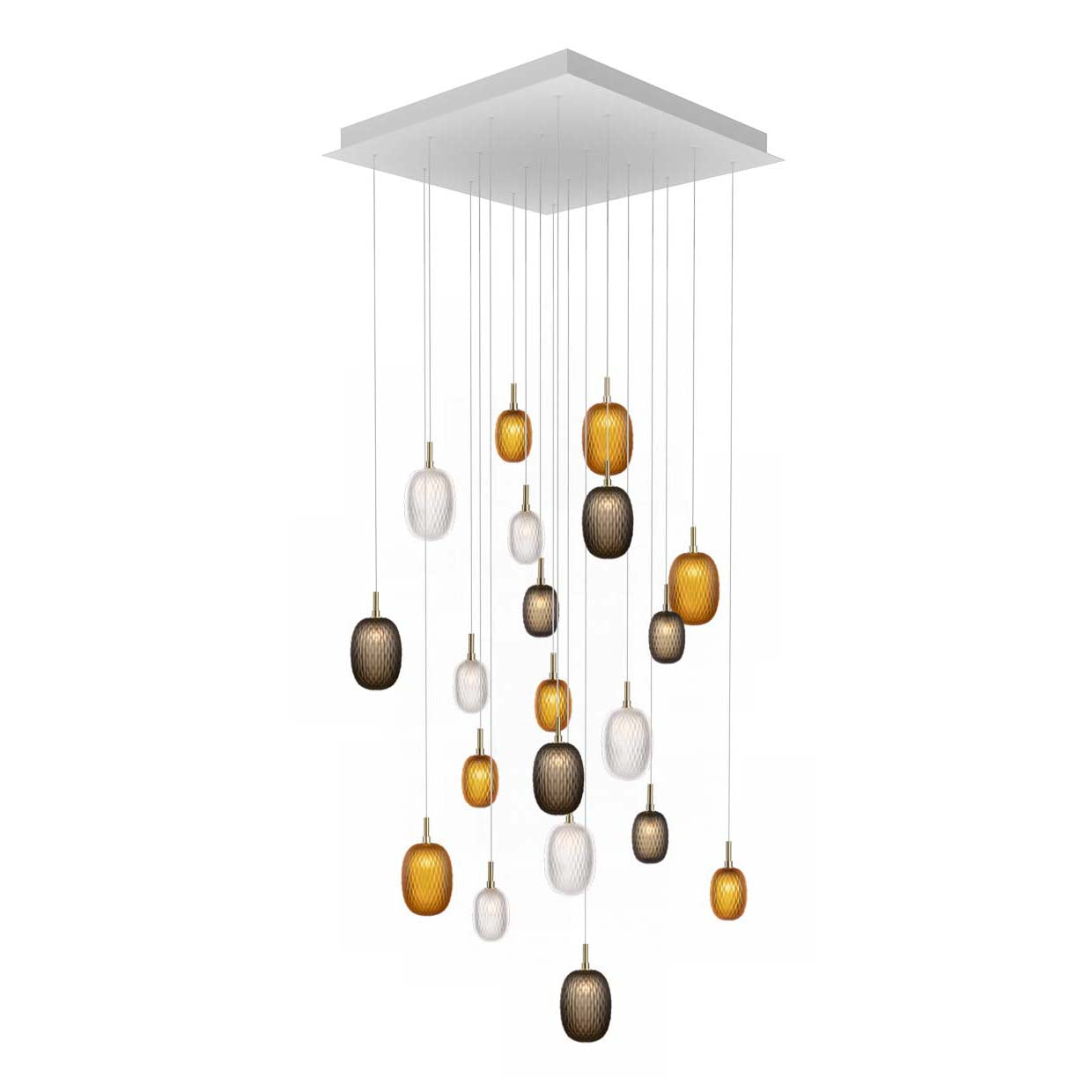 Feneiver Square LED Chandelier Hand-cutted Mouth-blown Crystal & Metal 37.2"W x 37.2"D