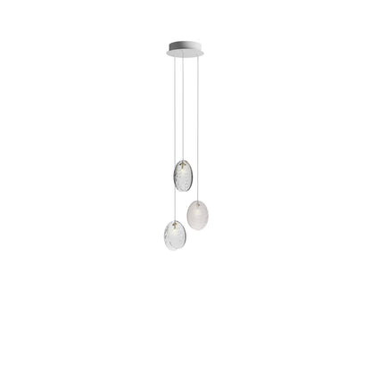 Galaenix Round LED Chandelier Pressed Glass & Metal 12.4"D