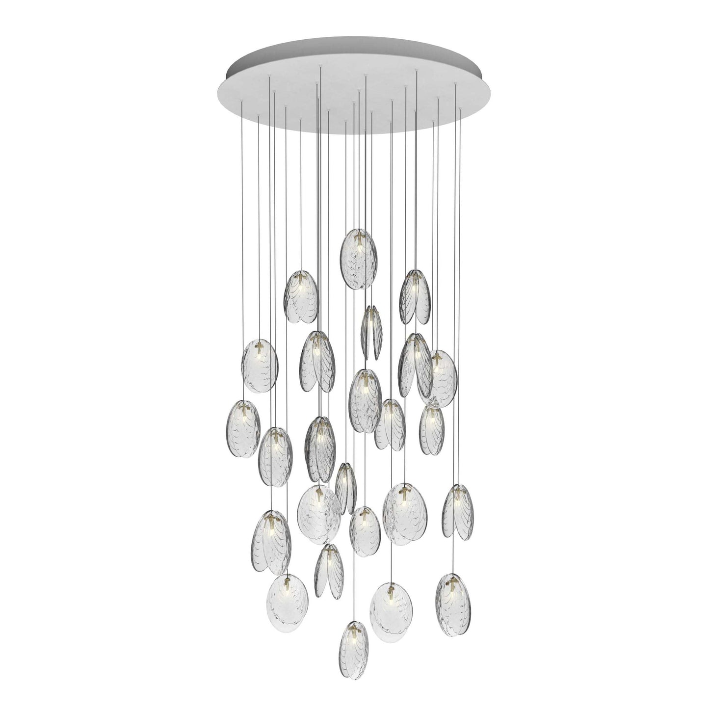 Galaenix Round LED Chandelier Pressed Glass & Metal 12.4"D
