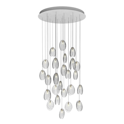 Galaenix Round LED Chandelier Pressed Glass & Metal 12.4"D