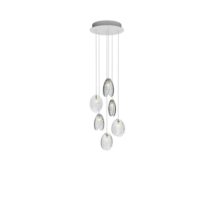 Galaenix Round LED Chandelier Pressed Glass & Metal 12.4"D