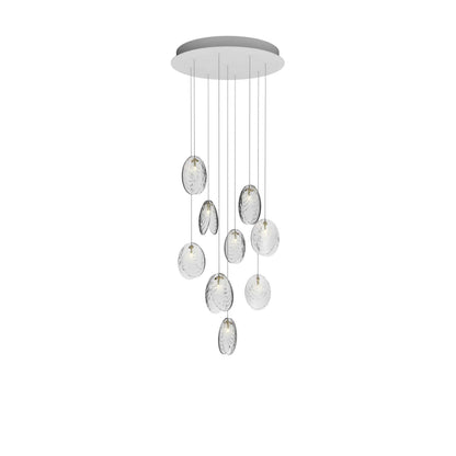Galaenix Round LED Chandelier Pressed Glass & Metal 12.4"D