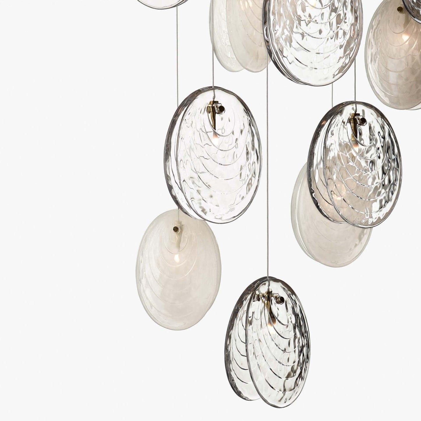 Galaenix Round LED Chandelier Pressed Glass & Metal 12.4"D
