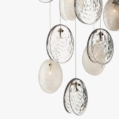 Galaenix Round LED Chandelier Pressed Glass & Metal 12.4"D