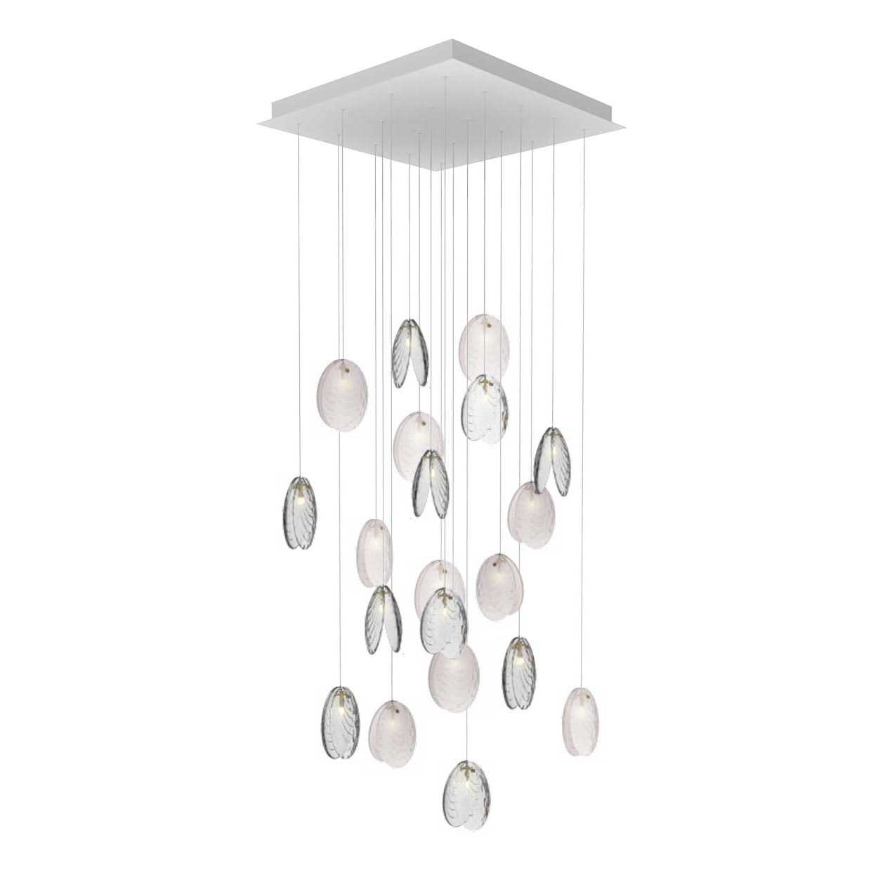 Galaenix Square LED Chandelier Pressed Glass & Metal 37.2"W x 37.2"D