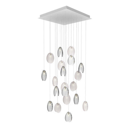 Galaenix Square LED Chandelier Pressed Glass & Metal 37.2"W x 37.2"D