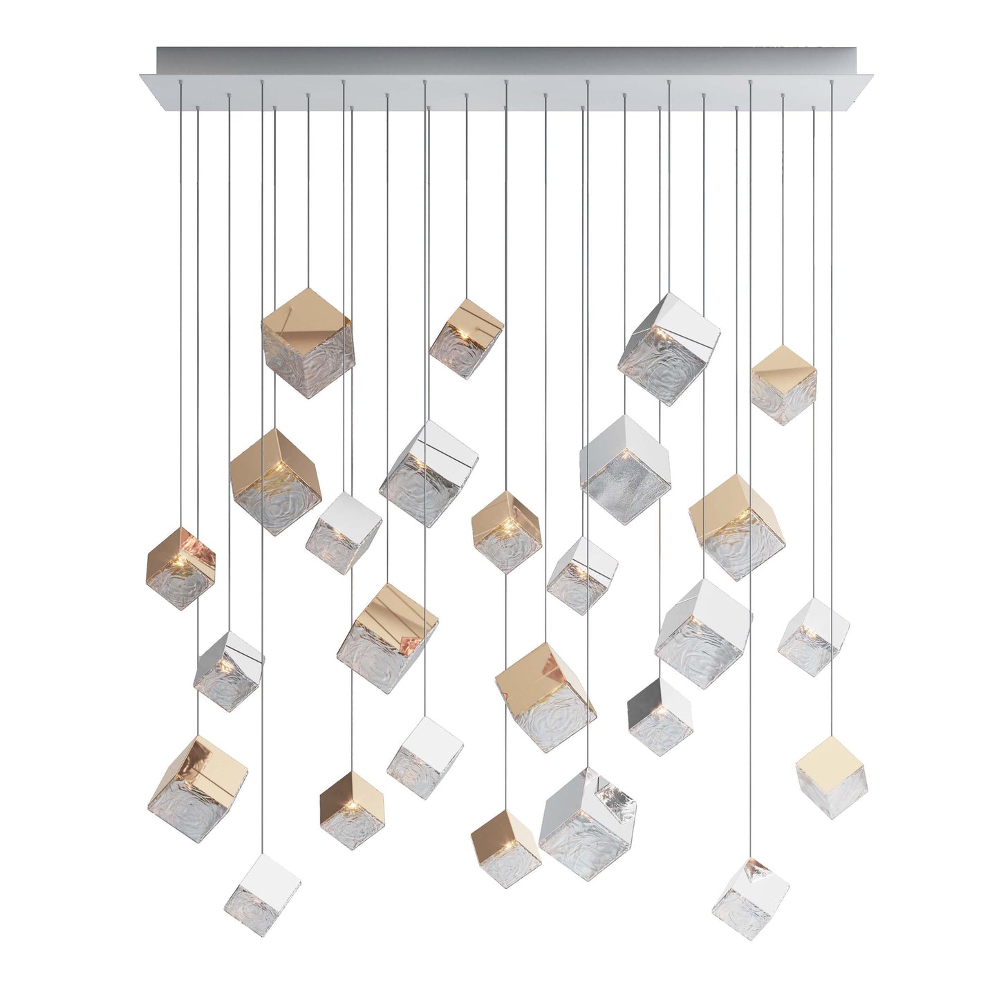Norador Rectangle LED Chandelier Mouth-blown Crystal With Metal Sheet 57.1"W